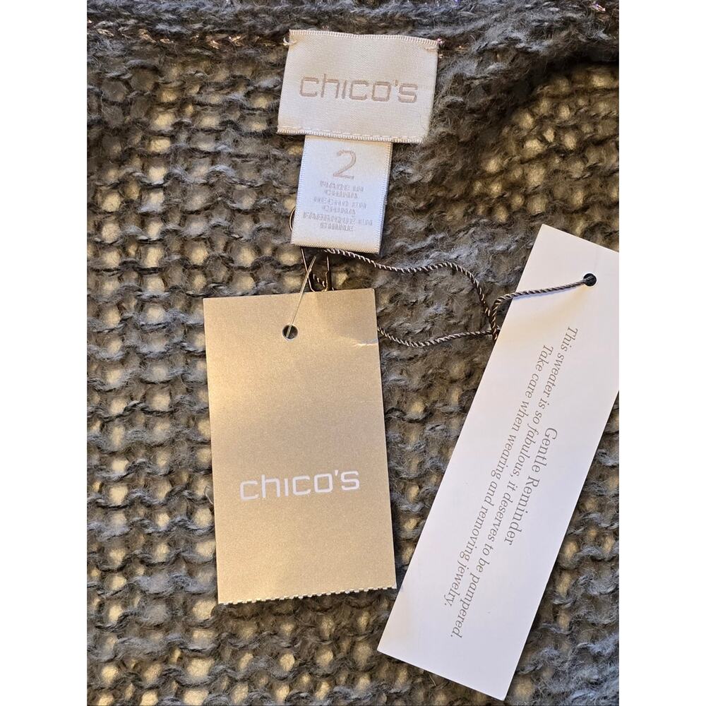 Chicos Frosted Couture Emmett Sweater Vest Womns Size Large Heathered Gray NWT - Picture 5 of 8